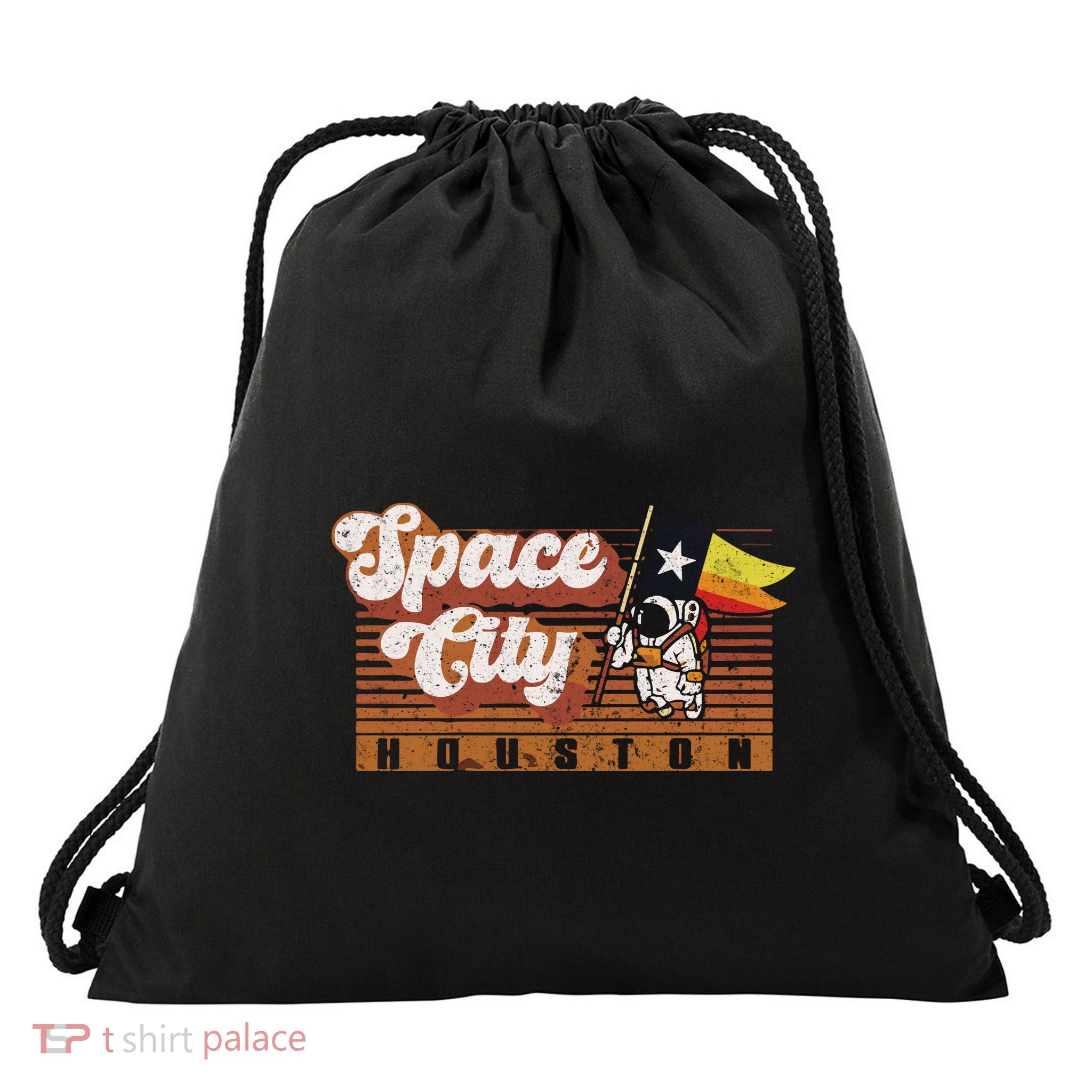 Houston Baseball A Space City Baseball And Vintage Astronaut Drawstring Bag