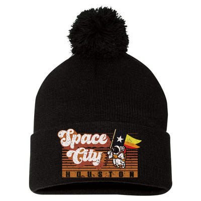 Houston Baseball A Space City Baseball And Vintage Astronaut Pom Pom 12in Knit Beanie