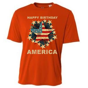 Happy Birthday America Independence Day July 4th Us Flag Cool Gift Cooling Performance Crew T-Shirt