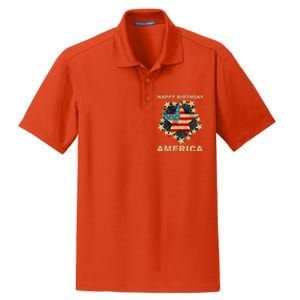 Happy Birthday America Independence Day July 4th Us Flag Cool Gift Dry Zone Grid Polo