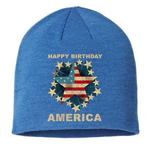 Happy Birthday America Independence Day July 4th Us Flag Cool Gift Sustainable Beanie