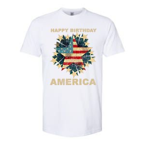 Happy Birthday America Independence Day July 4th Us Flag Cool Gift Softstyle CVC T-Shirt