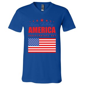 Happy Birthday America Independence Day July 4th Gift V-Neck T-Shirt