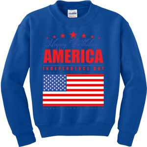 Happy Birthday America Independence Day July 4th Gift Kids Sweatshirt