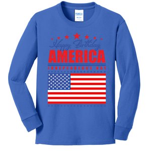 Happy Birthday America Independence Day July 4th Gift Kids Long Sleeve Shirt