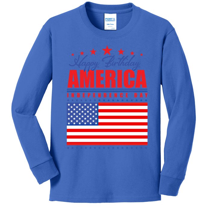 Happy Birthday America Independence Day July 4th Gift Kids Long Sleeve Shirt