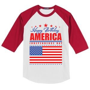 Happy Birthday America Independence Day July 4th Gift Kids Colorblock Raglan Jersey