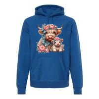 Highland Beef And Veal With Bows And Flowers Meaningful Gift Premium Hoodie