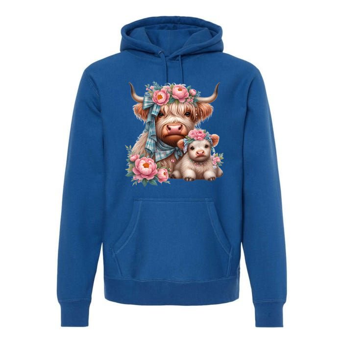 Highland Beef And Veal With Bows And Flowers Meaningful Gift Premium Hoodie