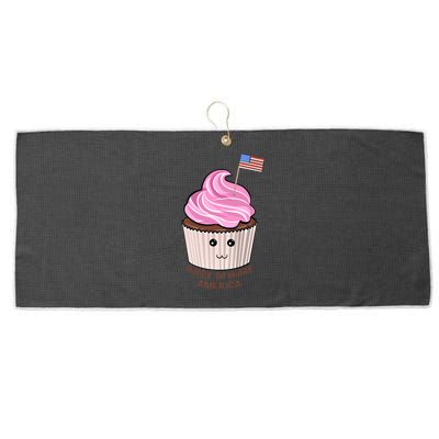 Happy Birthday America July 4th Fourth Usa Cupcake Flag Gift Large Microfiber Waffle Golf Towel