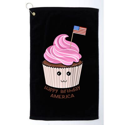 Happy Birthday America July 4th Fourth Usa Cupcake Flag Gift Platinum Collection Golf Towel