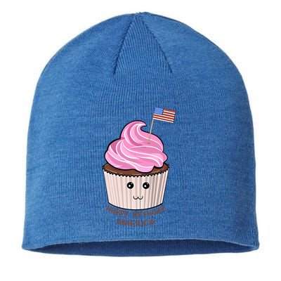 Happy Birthday America July 4th Fourth Usa Cupcake Flag Gift Sustainable Beanie