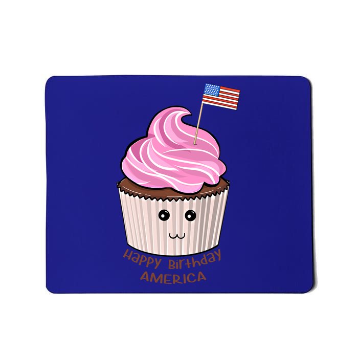 Happy Birthday America July 4th Fourth Usa Cupcake Flag Gift Mousepad