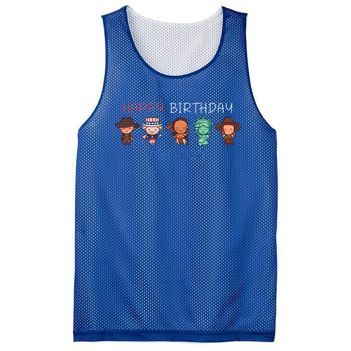 Happy Birthday America Patriotic American Outfit 4th Of July Gift Mesh Reversible Basketball Jersey Tank