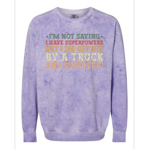 Hit By A Truck And Survived Funny Car Accident Survivor Colorblast Crewneck Sweatshirt