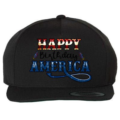 Happy Birthday America Gift Retro Usa Flag Theme Cool Gift Wool Snapback Cap