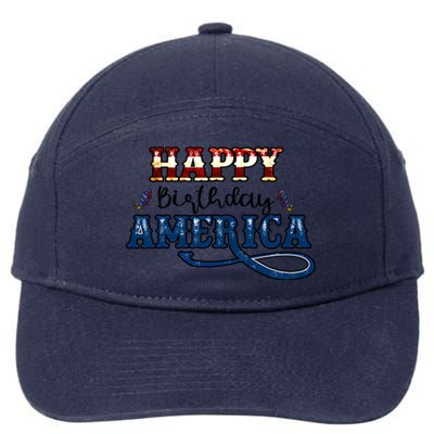 Happy Birthday America Gift Retro Usa Flag Theme Cool Gift 7-Panel Snapback Hat