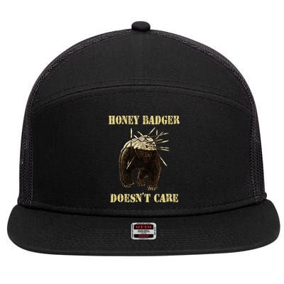 Honey Badger Adorable Animal Honey Badger DoesnT Care 7 Panel Mesh Trucker Snapback Hat