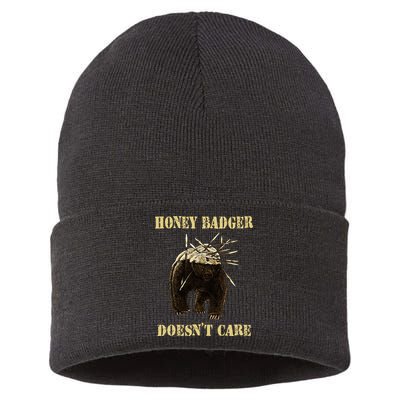 Honey Badger Adorable Animal Honey Badger DoesnT Care Sustainable Knit Beanie