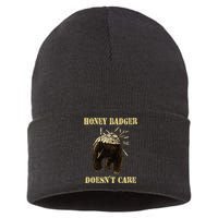 Honey Badger Adorable Animal Honey Badger DoesnT Care Sustainable Knit Beanie