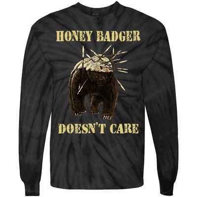 Honey Badger Adorable Animal Honey Badger DoesnT Care Tie-Dye Long Sleeve Shirt