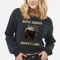 Honey Badger Adorable Animal Honey Badger DoesnT Care Cropped Pullover Crew