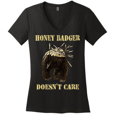 Honey Badger Adorable Animal Honey Badger DoesnT Care Women's V-Neck T-Shirt
