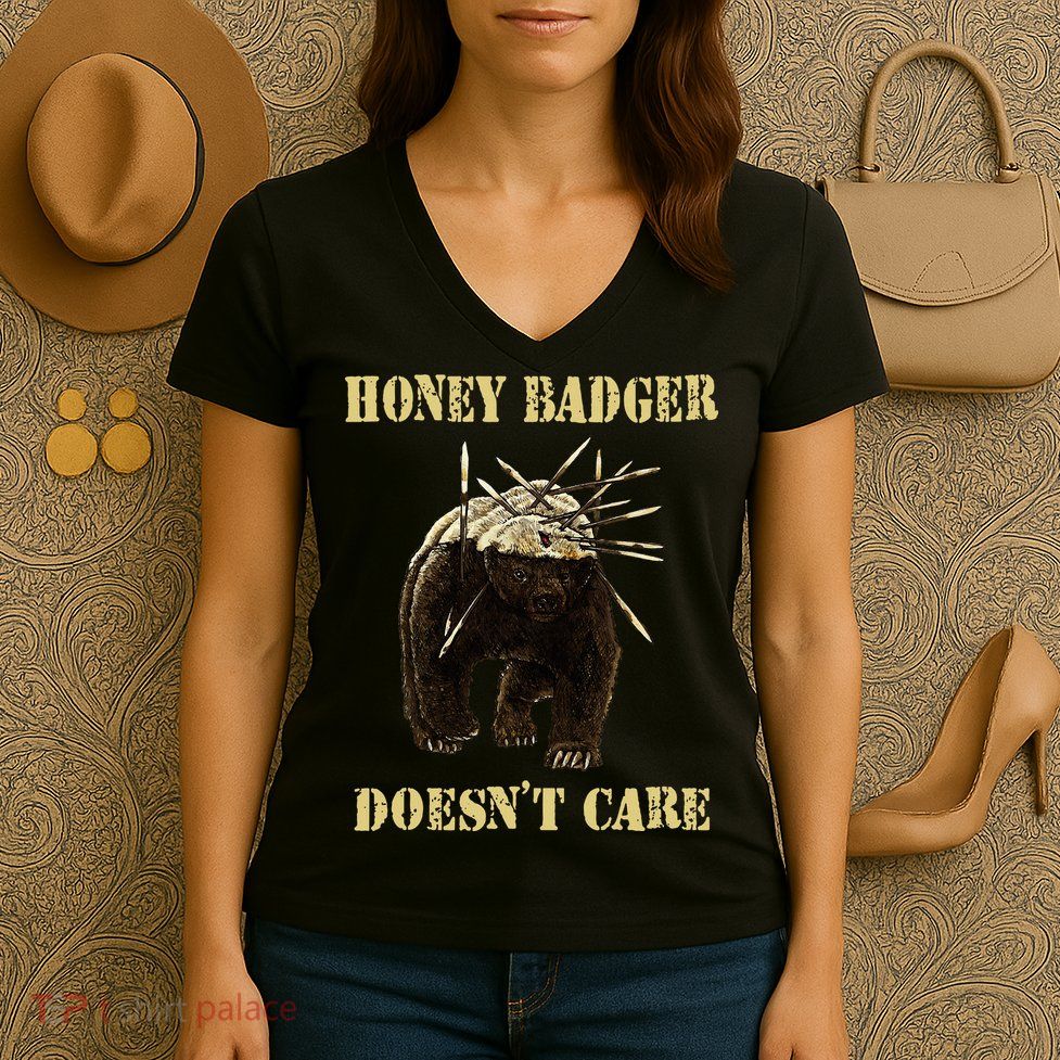 Honey Badger Adorable Animal Honey Badger DoesnT Care Women's V-Neck T-Shirt