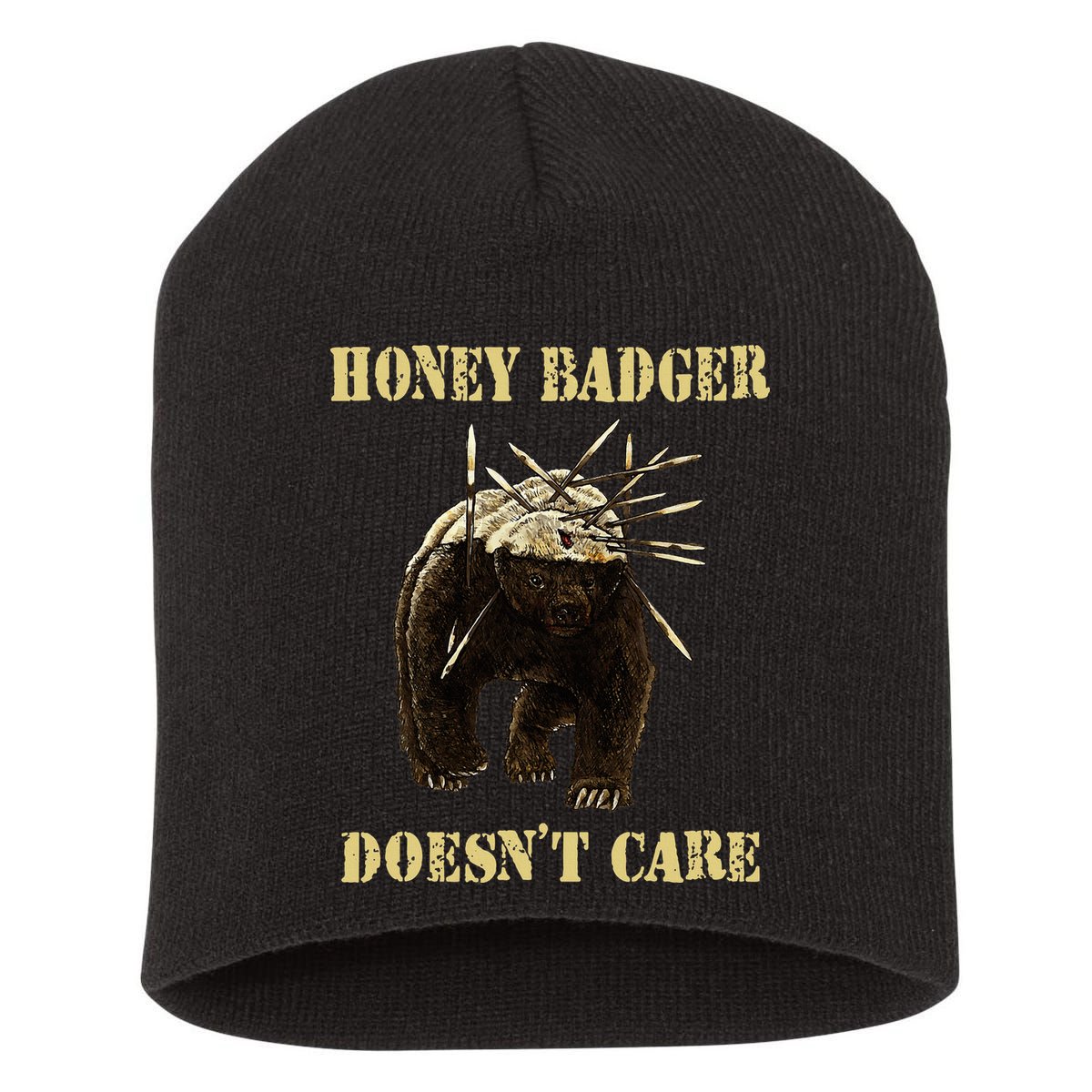 Honey Badger Adorable Animal Honey Badger DoesnT Care Short Acrylic Beanie