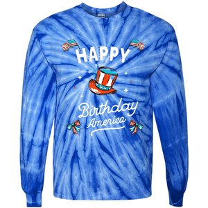 Happy Birthday America Gift Tie-Dye Long Sleeve Shirt