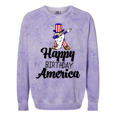 Happy Birthday America Independence America Flag Love Gift Colorblast Crewneck Sweatshirt