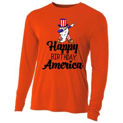 Happy Birthday America Independence America Flag Love Gift Cooling Performance Long Sleeve Crew