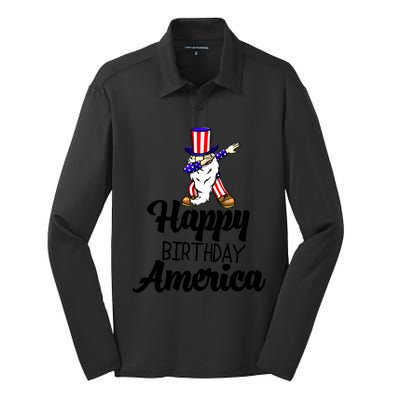 Happy Birthday America Independence America Flag Love Gift Silk Touch Performance Long Sleeve Polo