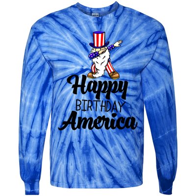 Happy Birthday America Independence America Flag Love Gift Tie-Dye Long Sleeve Shirt