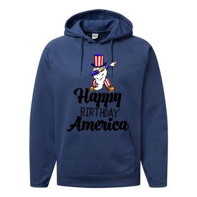 Happy Birthday America Independence America Flag Love Gift Performance Fleece Hoodie