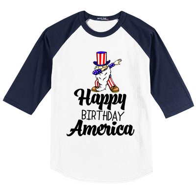 Happy Birthday America Independence America Flag Love Gift Baseball Sleeve Shirt