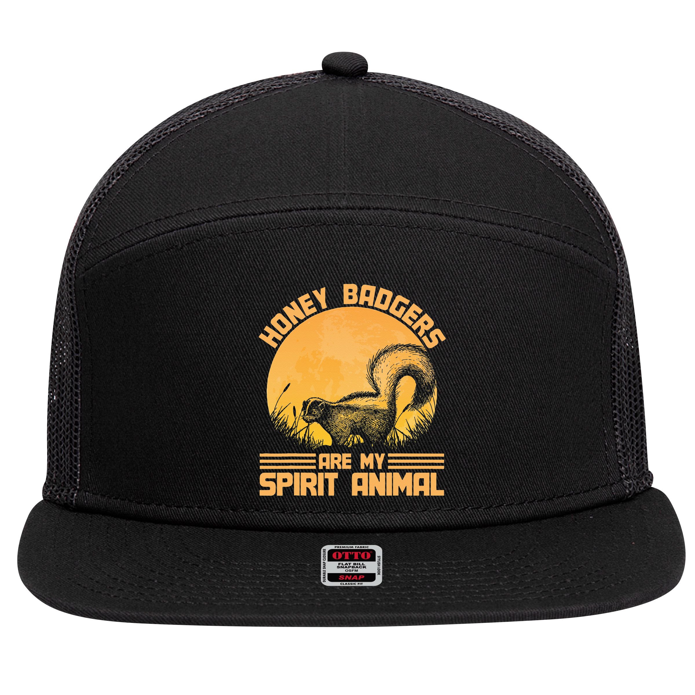 Honey Badgers Are My Spirit Animal Honey Badger 7 Panel Mesh Trucker Snapback Hat