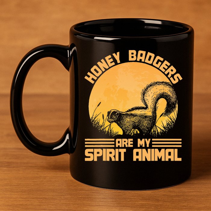 Honey Badgers Are My Spirit Animal Honey Badger 11oz C Handle Ceramic Mug