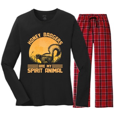 Honey Badgers Are My Spirit Animal Honey Badger Women's Long Sleeve Flannel Pajama Set 