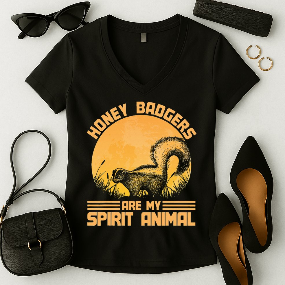 Honey Badgers Are My Spirit Animal Honey Badger Women's V-Neck T-Shirt