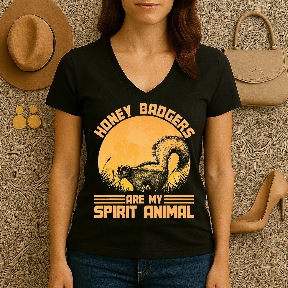 Honey Badgers Are My Spirit Animal Honey Badger Women's V-Neck T-Shirt