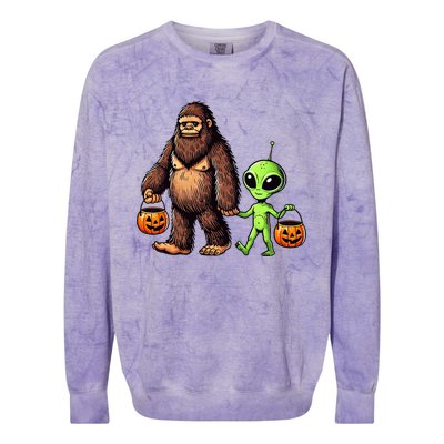 Halloween Bigfoot Alien Bigfoot Lover Halloween Colorblast Crewneck Sweatshirt