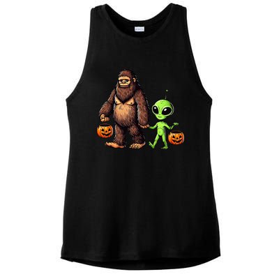 Halloween Bigfoot Alien Bigfoot Lover Halloween Ladies PosiCharge Tri-Blend Wicking Tank