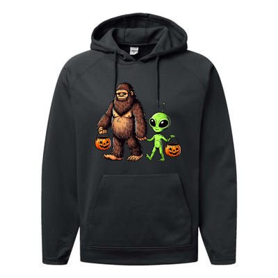 Halloween Bigfoot Alien Bigfoot Lover Halloween Performance Fleece Hoodie