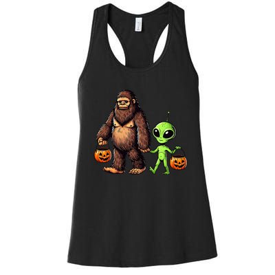 Halloween Bigfoot Alien Bigfoot Lover Halloween Women's Racerback Tank