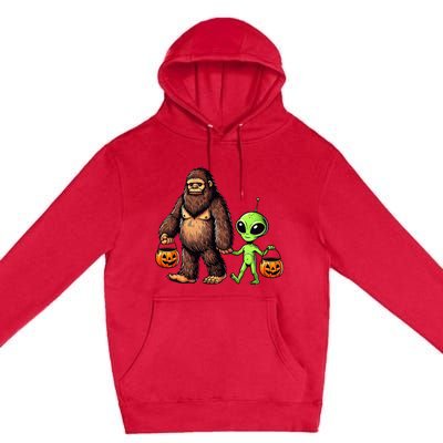 Halloween Bigfoot Alien Bigfoot Lover Halloween Premium Pullover Hoodie