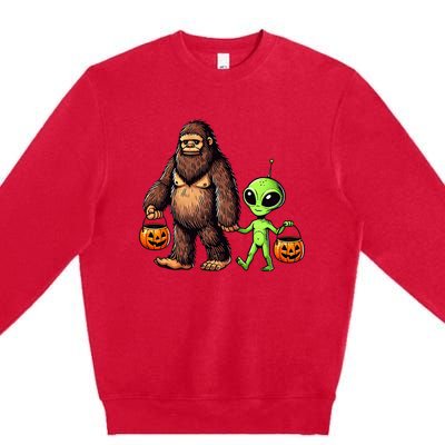 Halloween Bigfoot Alien Bigfoot Lover Halloween Premium Crewneck Sweatshirt