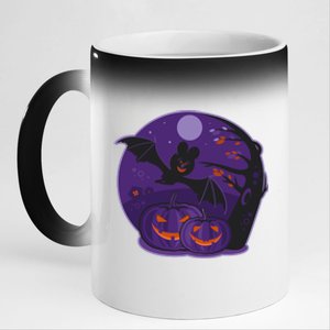 Halloween Bat and Pumpkins 11oz Black Color Changing Mug