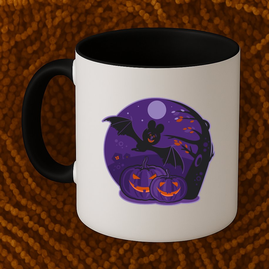 Halloween Bat and Pumpkins Mug