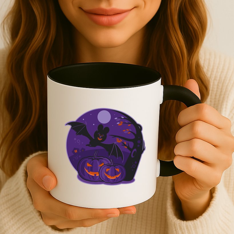 Halloween Bat and Pumpkins Mug